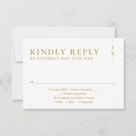 Gouden moderne minimalistische monogram bruiloft RSVP kaartje