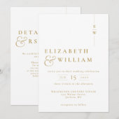 Gouden Moderne Minimalistische Monogram Wedding QR Kaart (Voorkant / Achterkant)