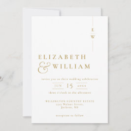 Gouden Moderne Minimalistische Monogram Wedding QR Kaart