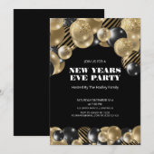 Gouden moderne nieuwjaarsuitnodiging kaart (Voorkant / Achterkant)