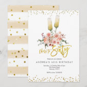 Gouden Moderne Proost op Zestig Uitnodiging (Voorkant / Achterkant)