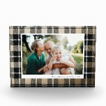 Gouden moderne rustieke tartan check familie foto<br><div class="desc">Goud effect moderne rustieke tartan check familie foto cadeau. Stijlvol,  modern en elegant design.</div>