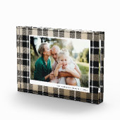 Gouden moderne rustieke tartan check familie foto (Rechts)