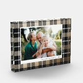 Gouden moderne rustieke tartan check familie foto (Links)