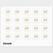 Gouden moderne script 80ste verjaardagsfeestje  ronde sticker (Vel)
