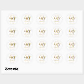 Gouden moderne script 90ste verjaardagsfeestje ronde sticker (Vel)