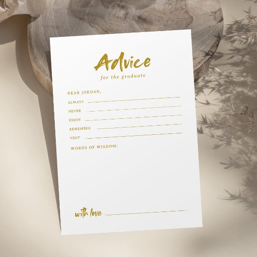 Gouden moderne script afstudeerproject advieskaart