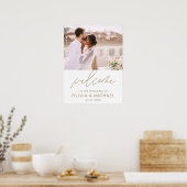 Gouden Moderne Script Foto Trouw Welkom Elegant Poster (Keuken)