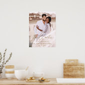 Gouden Moderne Script Foto Trouw Welkom Elegant Poster (Keuken)