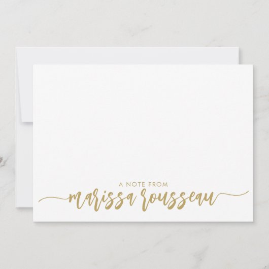 Gouden moderne script naam gepersonaliseerde notit notitiekaartje (Voorkant)