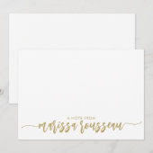 Gouden moderne script naam gepersonaliseerde notit notitiekaartje (Voorkant / Achterkant)