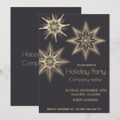 Gouden moderne sneeuwvlokken corporate kerstfeest kaart (Voorkant / Achterkant)