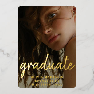 Gouden Moderne Typografie 3 Foto Collage Afstudere Folie Uitnodiging