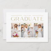 Gouden moderne typografie Drie foto afstudeeruitno Aankondiging (Voorkant)