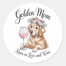 Gouden Moeder Sticker Draait op Liefde en Wijn Hon