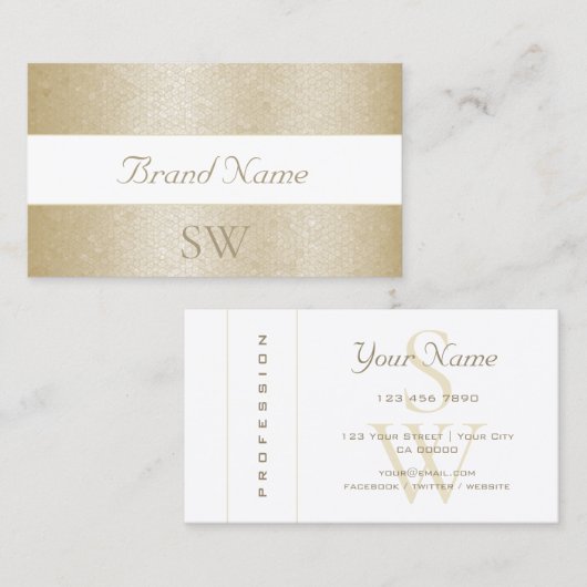 Gouden Moeder van de Parel Slang Patroon met Monog Visitekaartje (Voorkant / Achterkant)