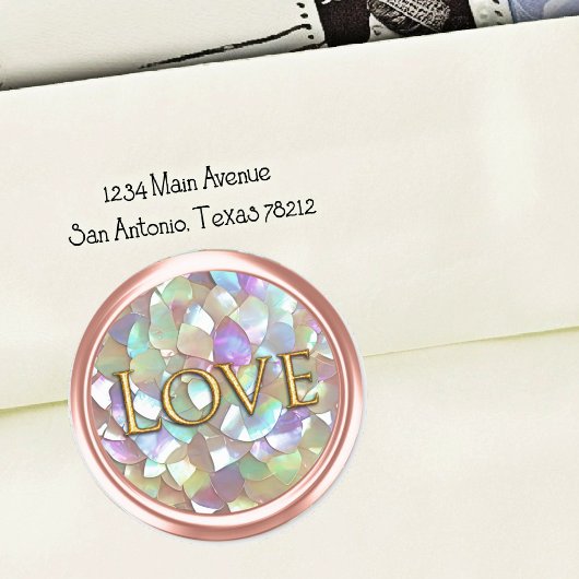 Gouden Moeder van Parel Envelope Zegel Liefde