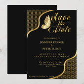 Gouden Moment: Save the Date Zwart en Goud Thema  Kaart (Voorkant / Achterkant)