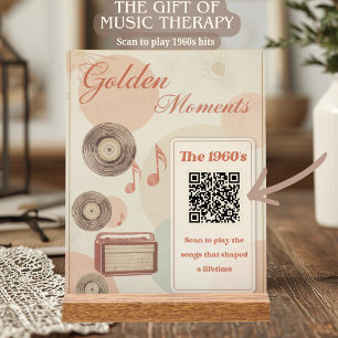 Gouden Momenten 60s Muziektherapie QR Cadeau Acryl Bord