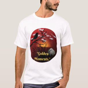 Gouden Momenten Natuur Silhouet Zonsondergang Illu T-shirt