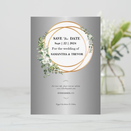 Gouden Momenten: Onze Save the Date Uitnodiging (Staand voorkant)