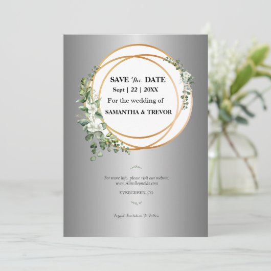 Gouden Momenten: Onze Save the Date Uitnodiging (Staand voorkant)