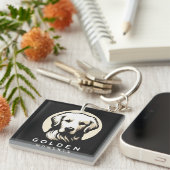 Gouden Momenten Slank Minimalisme Gouden Retriever Sleutelhanger (Voorkant Rechts)