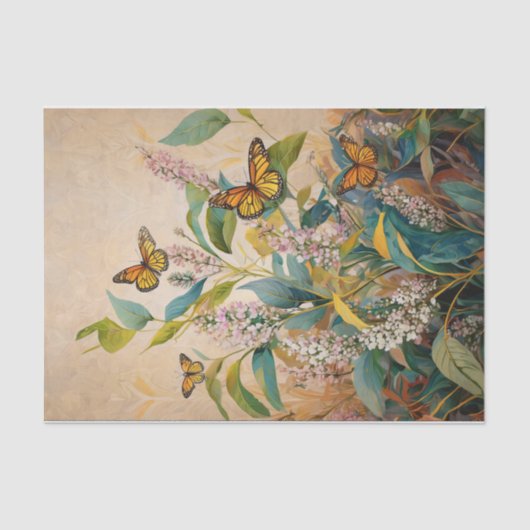 Gouden Monarch Milkweed & Meadow Tissue Paper Tissuepapier (Voorkant)