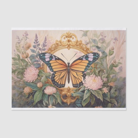 Gouden Monarch Wildflower Medaillon, prachtig Tissuepapier (Voorkant)