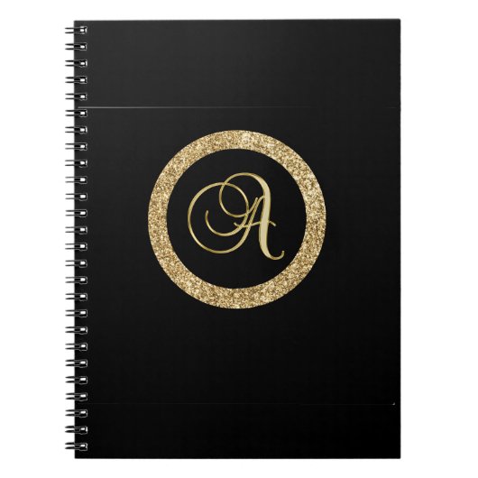 Gouden monogram A Zwart-zwart, Notitieboek (Voorkant)