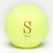 Gouden Monogram Aangepaste Naam Initiaal Tennisballen (Achterkant)