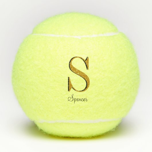Gouden Monogram Aangepaste Naam Initiaal Tennisballen (Voorkant)