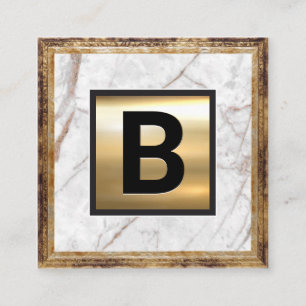 Gouden Monogram Antieke Lijst Witte Marmer Vierkante Visitekaartje