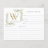 Gouden Monogram Aquarel Groene Receptenblad (Voorkant)