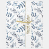 Gouden Monogram Azure Blauwe Botanische Bladeren B Fleece Deken (Voorkant)