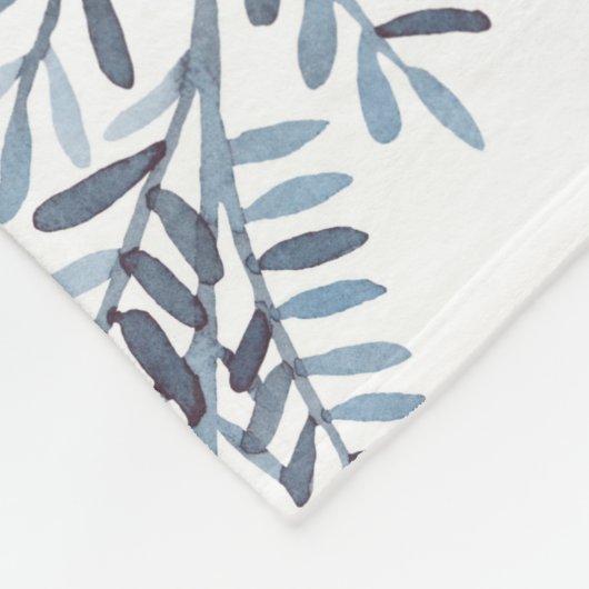 Gouden Monogram Azure Blauwe Botanische Bladeren B Fleece Deken (Hoek)