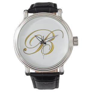 Gouden Monogram B Aangepaste Horloges