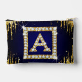 Gouden Monogram Beginletter A Met Blauwe Glitters Etui (Achterkant)