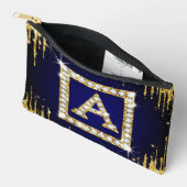 Gouden Monogram Beginletter A Met Blauwe Glitters Etui (Open)