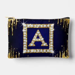 Gouden Monogram Beginletter A Met Blauwe Glitters Etui