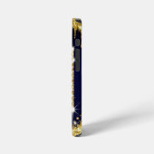 Gouden Monogram Beginletter A Met Blauwe Glitters iPhone Hoesje (Linkerkant)