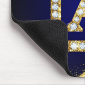 Gouden Monogram Beginletter A Met Blauwe Glitters Muismat (Hoek)