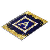 Gouden Monogram Beginletter A Met Blauwe Glitters Notitieboek (Linkerzijde)