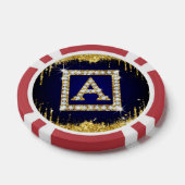 Gouden Monogram Beginletter A Met Blauwe Glitters Poker Chips (Enkel)