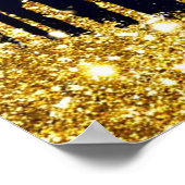 Gouden Monogram Beginletter A Met Blauwe Glitters Poster (Hoek)