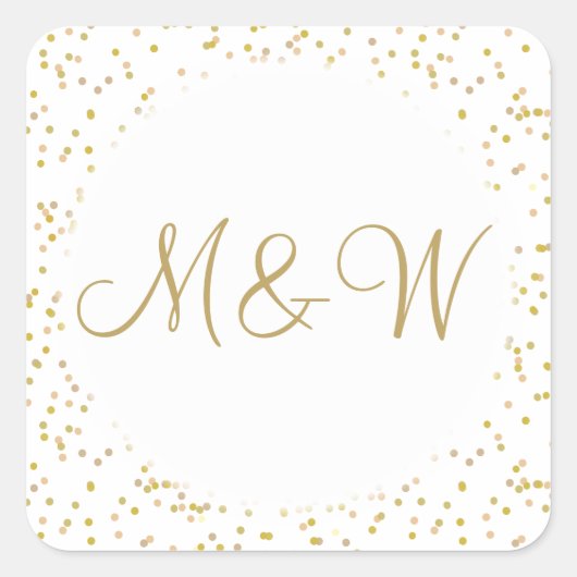 Gouden Monogram Beginletters Script Goudstof Vierkante Sticker (Voorkant)