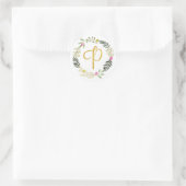 Gouden Monogram Blad P Ronde Sticker (Tas)