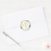 Gouden Monogram Blad P Ronde Sticker (Envelop)