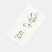Gouden Monogram Bladgroen Wit Elegant Bruiloft II Servet (Hoek)