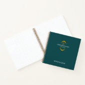 Gouden Monogram Blauwgroen Moderne Elegante Zaken Notitieboek (Binnen)